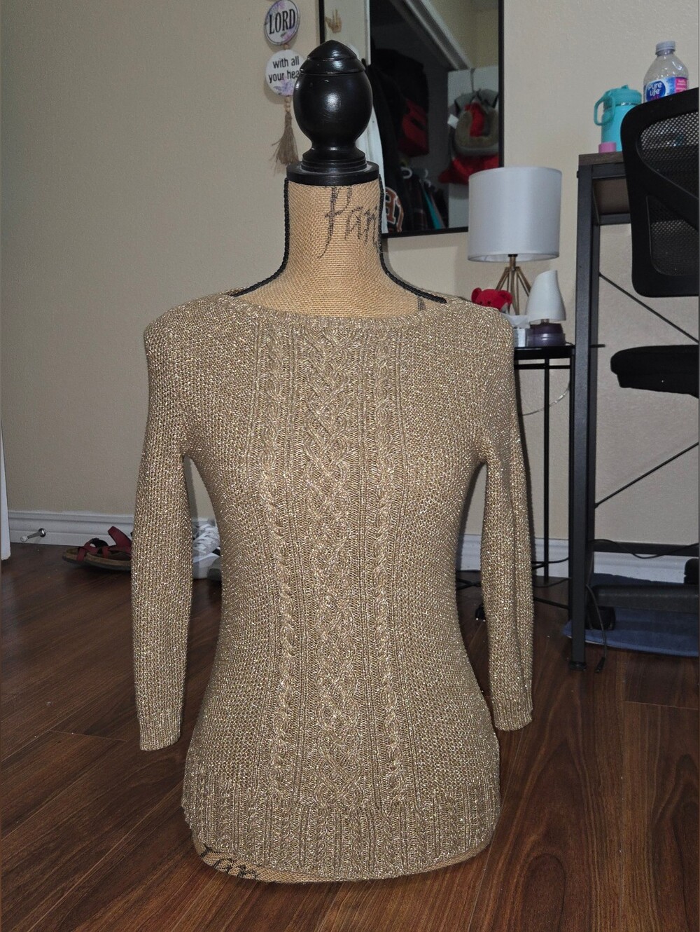 Ralph Lauren Gold Metallic Silk Pullover Sweater | Small Petite